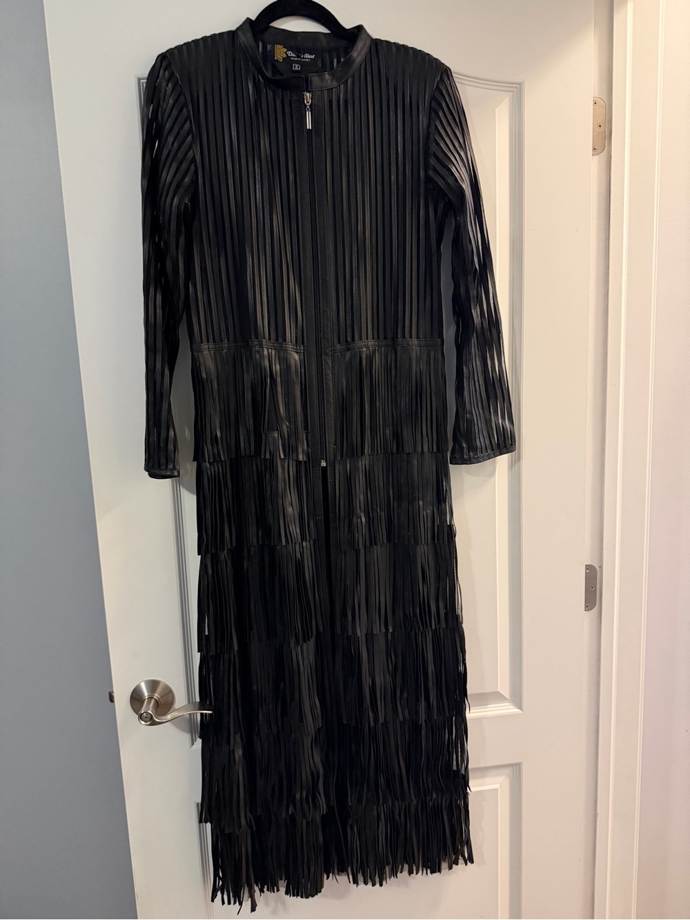 Dakota West Black Leather Fringe Duster Size small